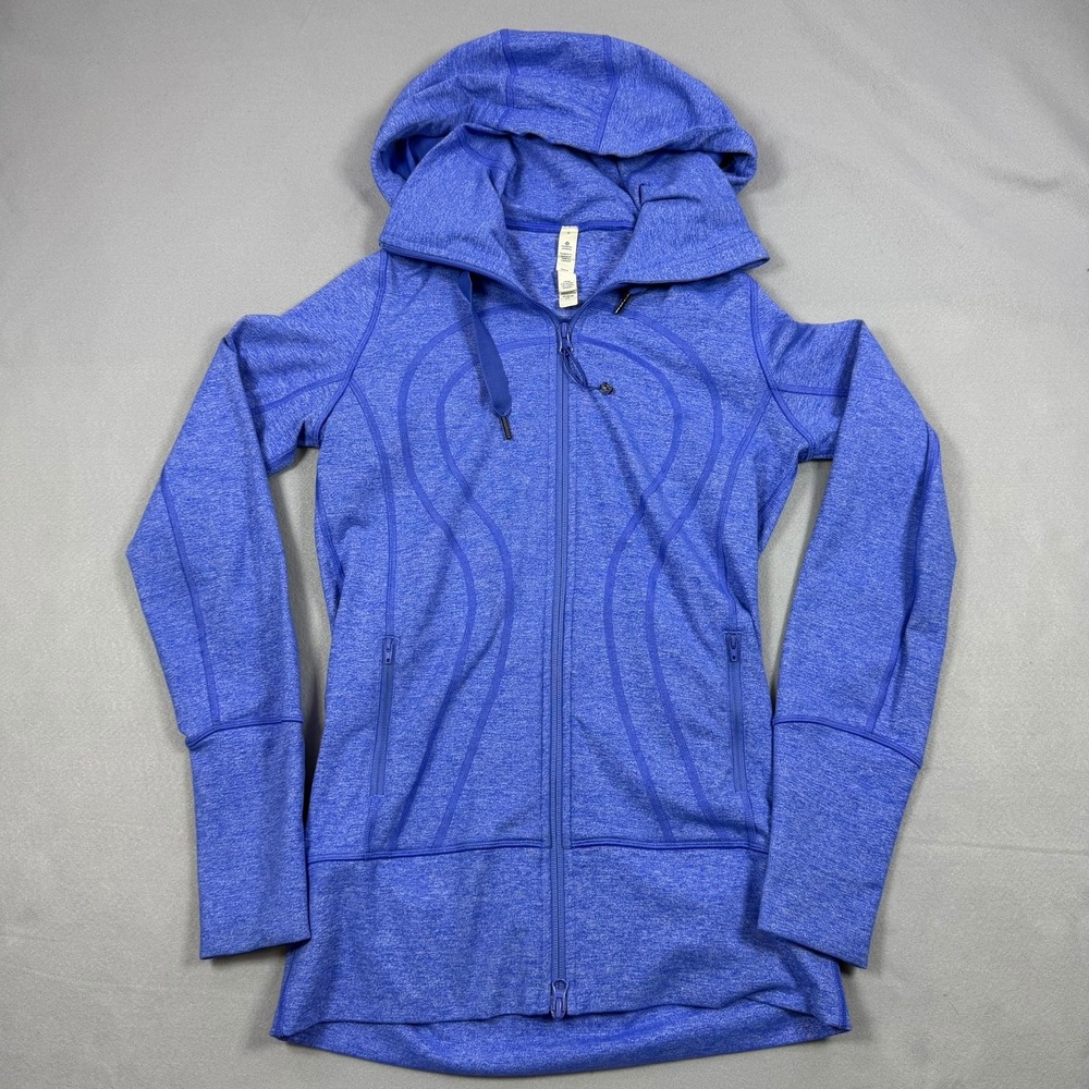 Lululemon Scuba Hoodie Full Zip Jacket Blue Heathered Size 6 P3
